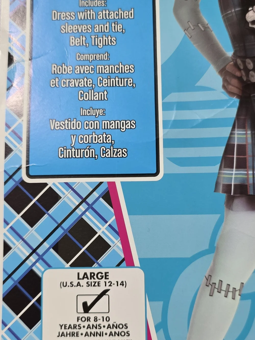 Rubie's Monster High Frankie Stein Full Costume Set w/Wig Girl's Size L Gen 1